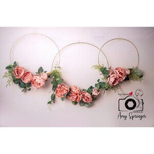 Kate Backdrop 5' x 7' Floral Boho Rings Fabric Photography Background Mauve